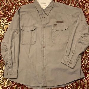 Sporting/Hunting Shirt by Cabela’s, Men’s Size 2XL, Olive color, Leather Trim